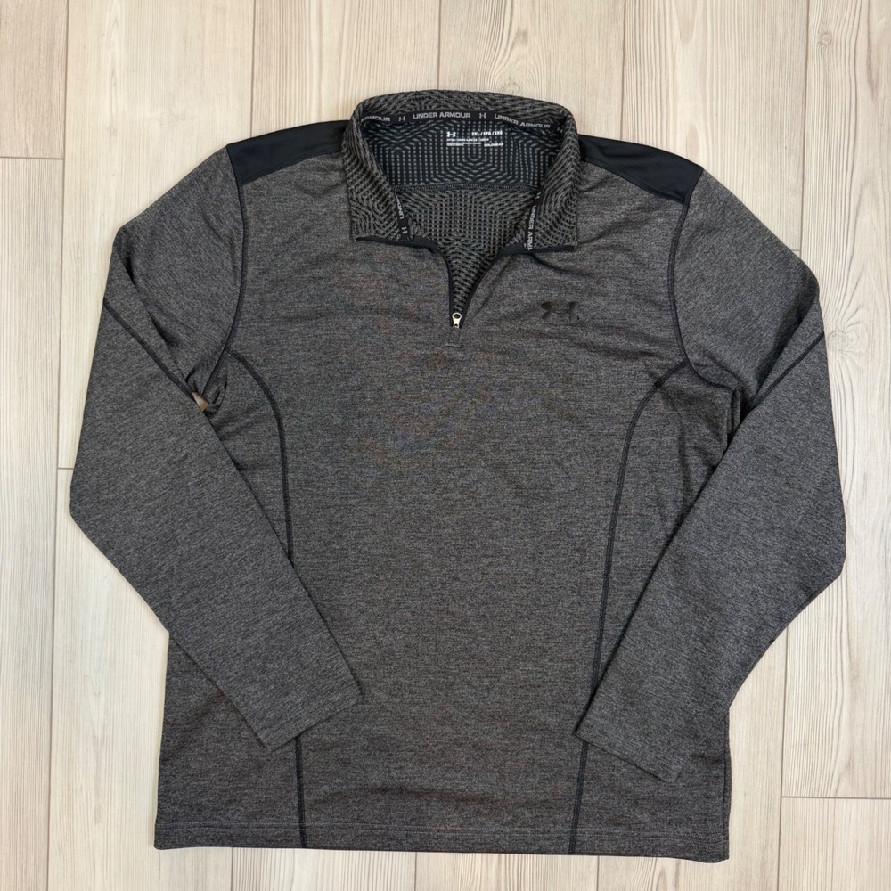Under Armour Mens ColdGear 1/4 Zip Pullover Charcoal Gray Fitted Size 2XL